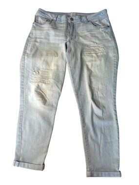 S & Co. Womens Cotton Blend Light Blue Distressed Straight-Leg Jeans Size 12